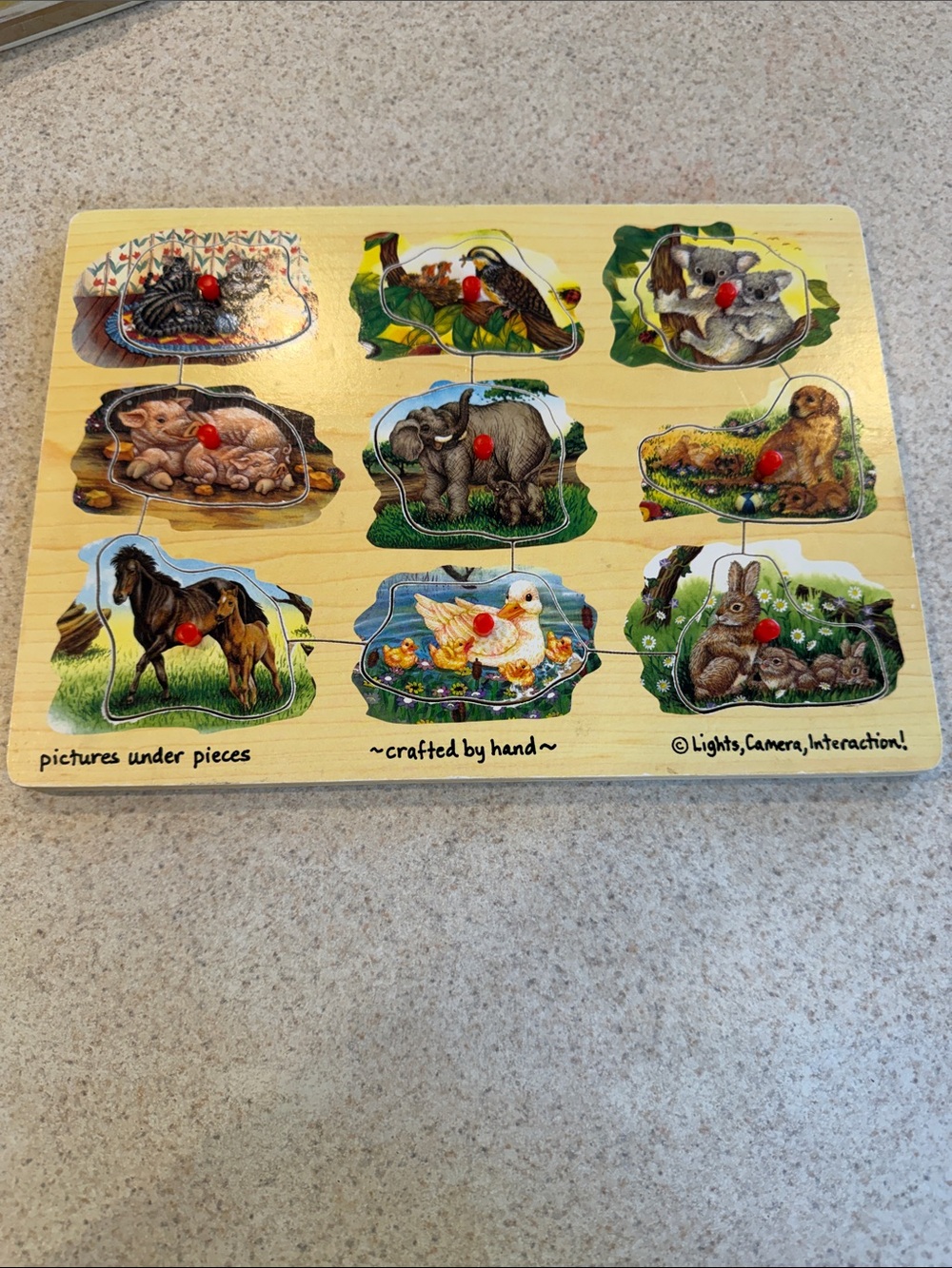 Wooden Melissa and Doug Farm Animal Peg Puzzle - Natural Finish